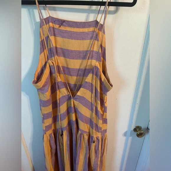 Sz medium 10 Anthropologie NWT Striped Purple and Orange Maxi Dress - Picture 6 of 12